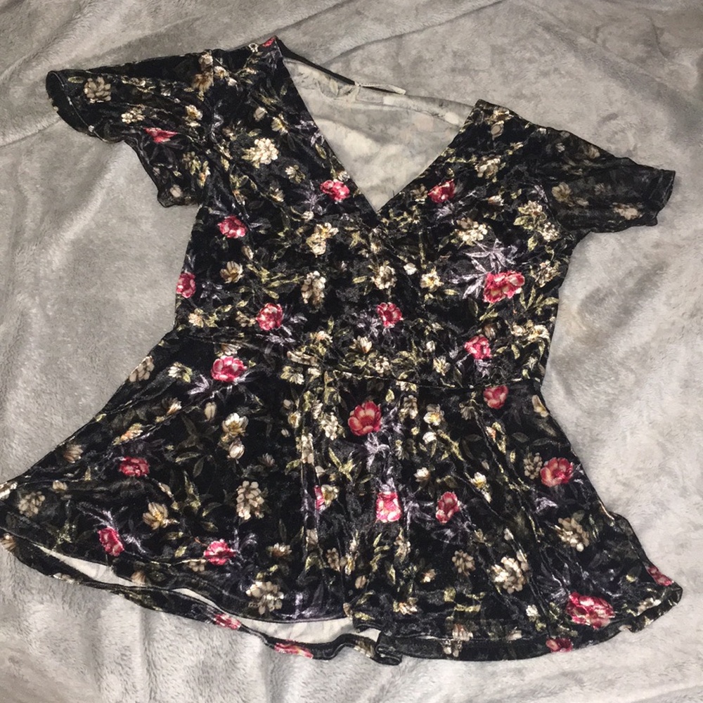 Velvet peplum Top